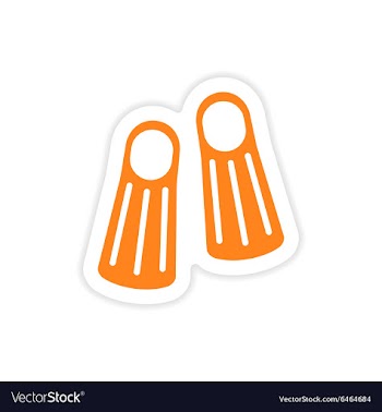 Icon sticker realistic design on paper diver fins vector image