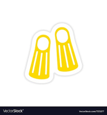 Icon sticker realistic design on paper diver fins vector image