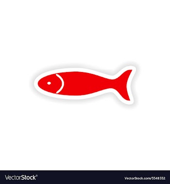 Icon sticker realistic design on paper fish vector image