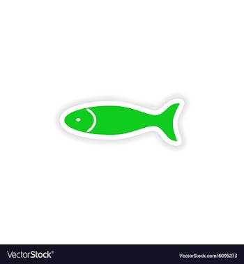 Icon sticker realistic design on paper fish vector image