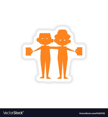 Icon sticker realistic design on paper friends vector image