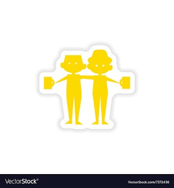 Icon sticker realistic design on paper friends vector image