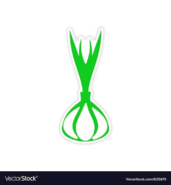 Icon sticker realistic design on paper garlic vector image