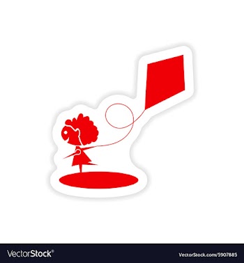 Icon sticker realistic design on paper Girl kite vector image
