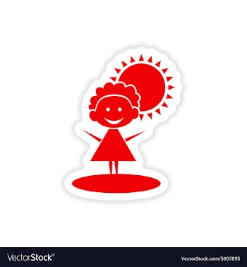 Icon sticker realistic design on paper girl sun vector image