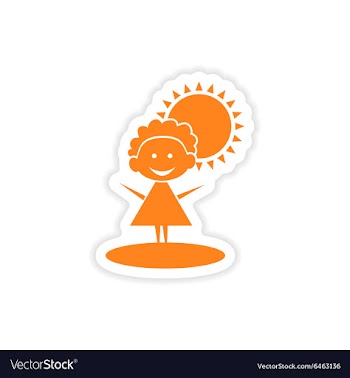 Icon sticker realistic design on paper girl sun vector image
