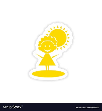Icon sticker realistic design on paper girl sun vector image