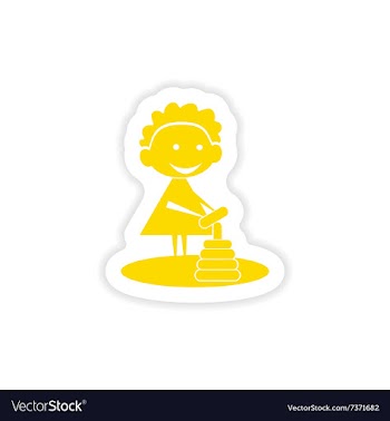 Icon sticker realistic design on paper girl vector image