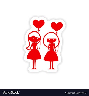 Icon sticker realistic design on paper girlfriend vector image
