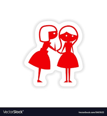 Icon sticker realistic design on paper girlfriend vector image