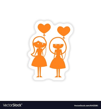 Icon sticker realistic design on paper girlfriend vector image