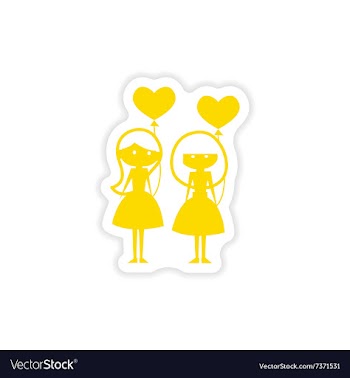 Icon sticker realistic design on paper girlfriend vector image