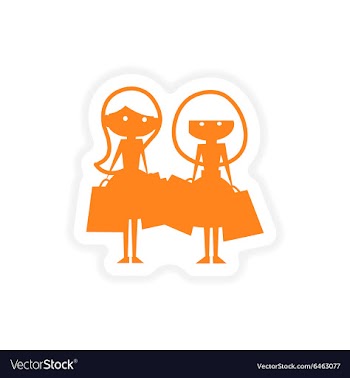 Icon sticker realistic design on paper girlfriends vector image