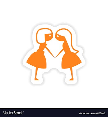 Icon sticker realistic design on paper girlfriends vector image