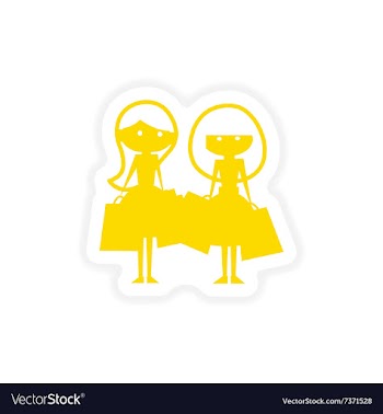 Icon sticker realistic design on paper girlfriends vector image
