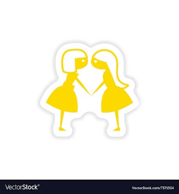 Icon sticker realistic design on paper girlfriends vector image