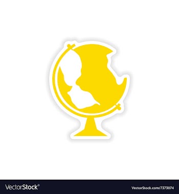 Icon sticker realistic design on paper globe vector image