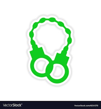 Icon sticker realistic design on paper handcuffs vector image