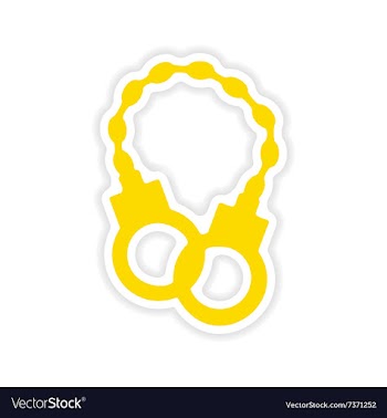 Icon sticker realistic design on paper handcuffs vector image