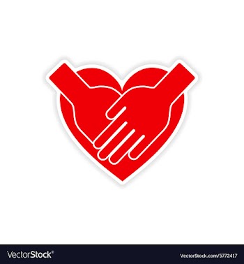 Icon sticker realistic design on paper hands heart vector image