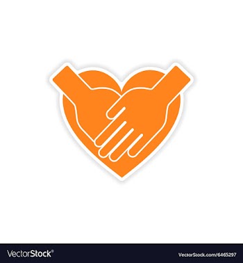 Icon sticker realistic design on paper hands heart vector image