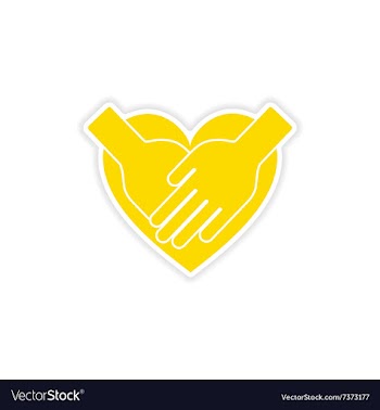 Icon sticker realistic design on paper hands heart vector image
