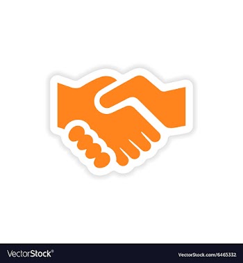 Icon sticker realistic design on paper handshake vector image