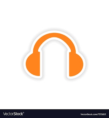 Icon sticker realistic design on paper headphones vector image