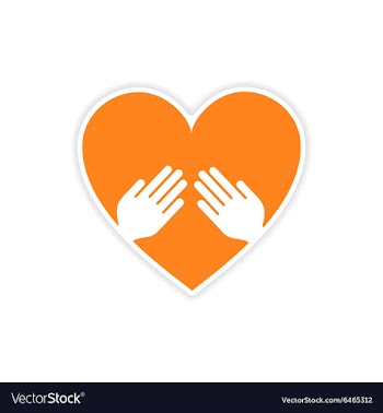 Icon sticker realistic design on paper heart hand vector image