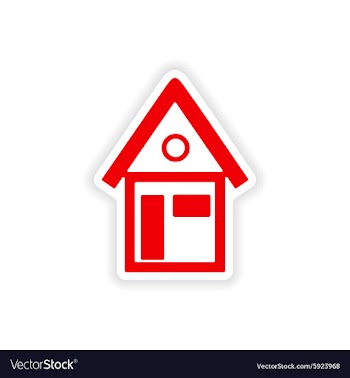 Icon sticker realistic design on paper house vector image