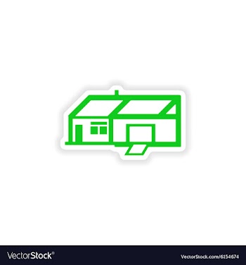 Icon sticker realistic design on paper house vector image