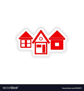 Icon sticker realistic design on paper houses vector image