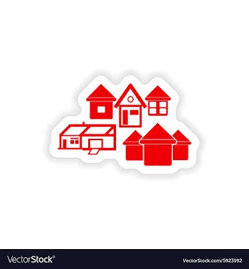 Icon sticker realistic design on paper houses vector image