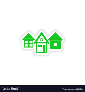 Icon sticker realistic design on paper houses vector image
