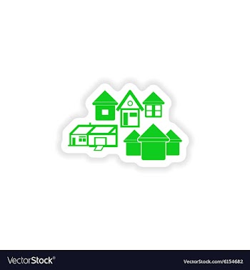 Icon sticker realistic design on paper houses vector image
