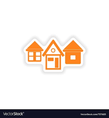 Icon sticker realistic design on paper houses vector image