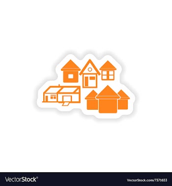 Icon sticker realistic design on paper houses vector image