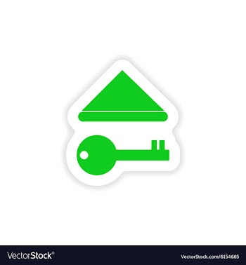 Icon sticker realistic design on paper key vector image