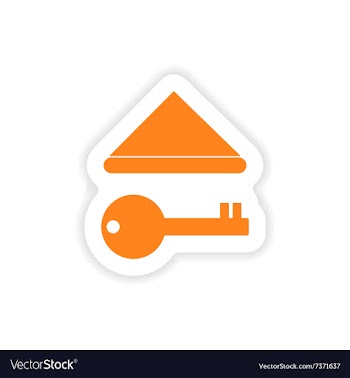Icon sticker realistic design on paper key vector image
