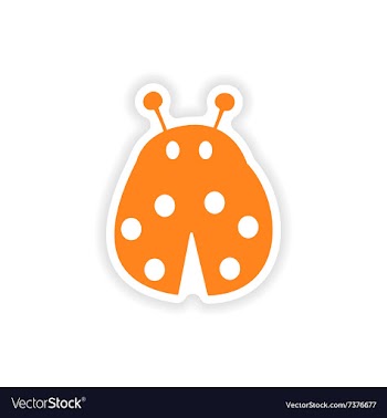 Icon sticker realistic design on paper ladybug vector image