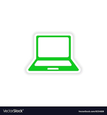 Icon sticker realistic design on paper laptop vector image