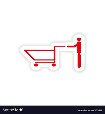Icon sticker realistic design on paper man trolley vector image