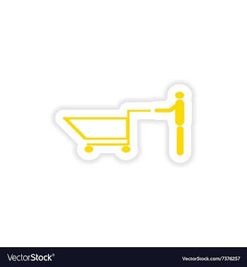 Icon sticker realistic design on paper man trolley vector image