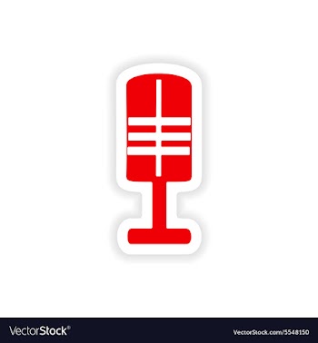 Icon sticker realistic design on paper microphone vector image