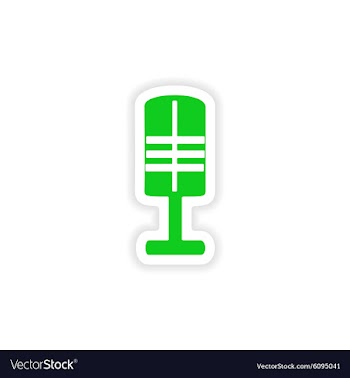 Icon sticker realistic design on paper microphone vector image