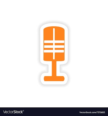 Icon sticker realistic design on paper microphone vector image