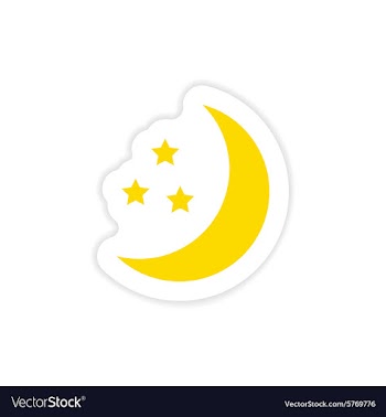 Icon sticker realistic design on paper moon Star vector image