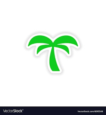 Icon sticker realistic design on paper palm tree vector image