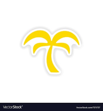 Icon sticker realistic design on paper palm tree vector image