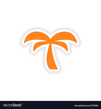 Icon sticker realistic design on paper palm tree vector image